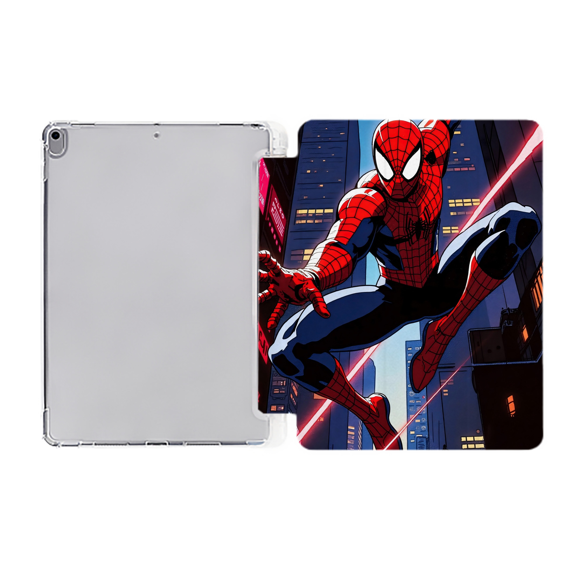 （画像用） Spider Man スパイダーマン IPad ケース ペン収納付き 三つ折りスタンド PUレザー×シリコン 対応機種9.5/10.5/10.9インチ